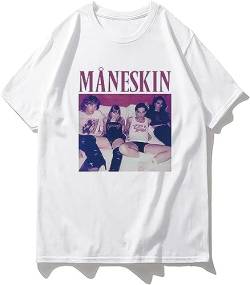 Maneskin T Shirt New Summer Fashion WomenMen Casual O-Neck Black T-Shirts Male Harajuku Kawaii Cotton Tees Shirts Tshirts Tops T-Shirts & Hemden(Large) von OAX