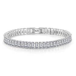 OBCPD 925 Sterling Silber Buntes Edelstein Moissanite Diamant 18cm Tennis Armband für Frauen Armreif Schmuck von OBCPD