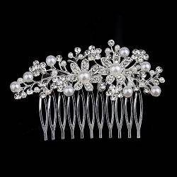 für die Hochzeit Haare für Frauen, Blumenschmuck Silber Geschirr Simulation Perlen Cristal, Hochzeit, Haarschmuck von OBCPD