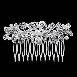 für die Hochzeit Haare für Frauen, Blumenschmuck Silber Geschirr Simulation Perlen Cristal, Hochzeit, Haarschmuck von OBCPD