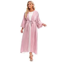 Beten Kleidung für Frauen Muslim Damen Muslimisches Kleid mit Rosenkranz, Betendes Maxikleid Islamische Abaya Dubai Kaftan Damen Muslimisch Modern Schlafanzug für zu Hause Rosa M von OBEEII