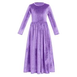 Blumenmädchen Kleid Kinder Mädchen Velvet Langes Abendkleid Festlich Hochzeit Brautjungfern Partykleid Tütü Tüll Prinzessin Spitzenkleid Festzug Ballkleid Violett02 6-7 Jahre von OBEEII