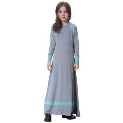 Gebet Langes Maxikleid Muslim für Mädchen Kinder Islamische Kleidung Lange Body Cover Kinder Mädchen Muslimisches Kleid Gebetskleidung Grau 10-11 Jahre von OBEEII