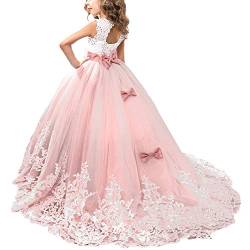 OBEEII Blumensmädchenkleid Prinzessin Ballkleid Kinder Mädchen Festliches Kleid Festzug Kleider Hochzeit Kommunikation Brautjungfern Kleidung Elegant Langes Abendkleid 10-11Jahre Rosa von OBEEII