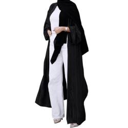 OBEEII Damen Einfarbig Strickjacke Muslimisch Front öffnen Kleid Abaya Islamischer Dubai Türkei Muslimische Robe Schwarz S von OBEEII