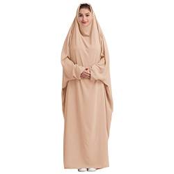 OBEEII Damen Hijab Muslimisch Kleid Einfarbig Dubai Islamische Türkisches Katfan Muslimische Robe Khaki B Einheitsgröße von OBEEII