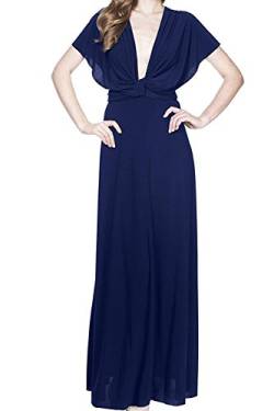 OBEEII Damen Luxuriös Sommer Lang Kleid elegant Geteilter Abendkleider Ärmellos Hochzeit Kleider Party Vintage abschlussbal Cocktailkleid Dunkelblau XL von OBEEII