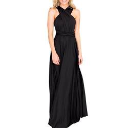 OBEEII Damen Luxuriös Sommer Lang Kleid elegant Geteilter Abendkleider Ärmellos Hochzeit Kleider Party Vintage abschlussbal Cocktailkleid Schwarz XL von OBEEII