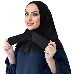 OBEEII Damen Modal Schal Muslim Hijab Lange Kopf Wrap Schals für Islamisch Dubai Naher Osten Damen Muslim Premium Khimar Kopftuch Schwarz Einheitsgröße von OBEEII