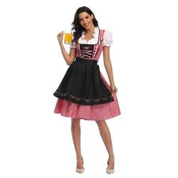 OBEEII Dirndl Damen Midi Trachtenkleid Trachtenrock Trachtenmode Kleid Dirndlkleid Schürze für Oktoberfest Schwarz02 S von OBEEII