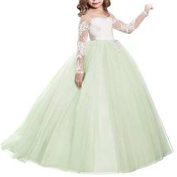 OBEEII Festlich Mädchen Kleid für Kinder Prinzessin Spitzen Kleider Hochzeit Blumenmädchenkleid 4-5 Jahre von OBEEII