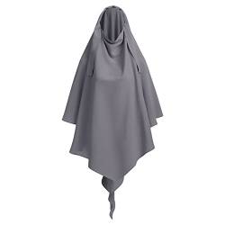 OBEEII Khimar-Hijab für Damen, Hijab Zum Überziehen mit hohem Jilbab für muslimische Dubai Naher Osten Damen Muslim Premium Chiffon Kopftuch Schal Grau Einheitsgröße von OBEEII
