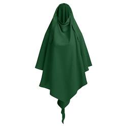 OBEEII Khimar-Hijab für Damen, Hijab Zum Überziehen mit hohem Jilbab für muslimische Dubai Naher Osten Damen Muslim Premium Chiffon Kopftuch Schal Grün Einheitsgröße von OBEEII