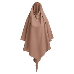 OBEEII Khimar-Hijab für Damen, Hijab Zum Überziehen mit hohem Jilbab für muslimische Dubai Naher Osten Damen Muslim Premium Chiffon Kopftuch Schal Khaki Einheitsgröße von OBEEII