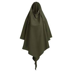 OBEEII Khimar-Hijab für Damen, Hijab Zum Überziehen mit hohem Jilbab für muslimische Dubai Naher Osten Damen Muslim Premium Chiffon Kopftuch Schal Militärgrün Einheitsgröße von OBEEII