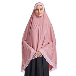OBEEII Khimar-Hijab für Damen, Hijab Zum Überziehen mit hohem Jilbab für muslimische Dubai Naher Osten Damen Muslim Premium Chiffon Kopftuch Schal Rosa M von OBEEII