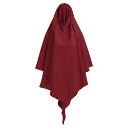 OBEEII Khimar-Hijab für Damen, Hijab Zum Überziehen mit hohem Jilbab für muslimische Dubai Naher Osten Damen Muslim Premium Chiffon Kopftuch Schal Wein rot Einheitsgröße von OBEEII