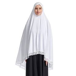 OBEEII Khimar-Hijab für Damen, Hijab Zum Überziehen mit hohem Jilbab für muslimische Dubai Naher Osten Damen Muslim Premium Chiffon Kopftuch Schal Weiß M von OBEEII