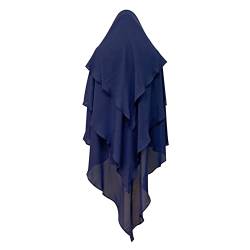 OBEEII Khimar-Hijab für Damen, Hijab Zum Überziehen mit hohem Jilbab für muslimische Dubai Naher Osten Damen Muslim Premium Kopftuch Schal Dunkelblau Einheitsgröße von OBEEII