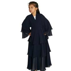 OBEEII Mädchen Strickjacke Muslimische Robe mit Hijab Einfarbig Gebetskleid Islamic Abaya Kleidung den Ramadan Party Langarm-Cardigan Muslim Robe Schwarz 11-12 Jahre von OBEEII