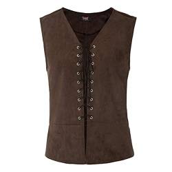 OBEEII Mittelalter Victorian Piraten-Weste Elegant Ärmellos Renaissance Viking Viktorian Piraten Gothic Steampunk Weste Tops Braun S von OBEEII