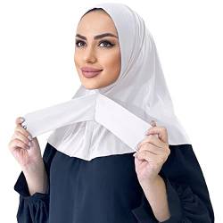 OBEEII Modal Hijab für Frauen Muslim Stretch Full Cover Islamisch Dubai Naher Osten Damen Muslim Premium Khimar Kopftuch Weiß Einheitsgröße von OBEEII