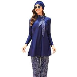 OBEEII Muslimische Bademode für Frauen Modest Solid Color Bademode Islamische Bademode Hijab Burkini Tankini Bademode, 3-teiliger Muslimischer Badeanzug m060 XXL von OBEEII