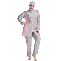 OBEEII Muslimische Frauen in Übergröße, Farblich Passend Fetter Badeanzug Tankinis, 3-teilige Badebekleidung Grau02 5XL von OBEEII