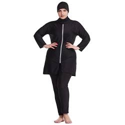 OBEEII Muslimische Frauen in Übergröße, Farblich Passend Fetter Badeanzug Tankinis, 3-teilige Badebekleidung Schwarz02 2XL von OBEEII
