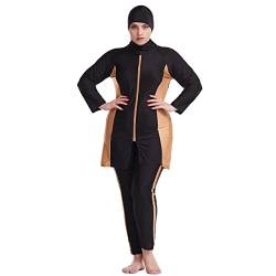 OBEEII Muslimische Frauen in Übergröße, Farblich Passend Fetter Badeanzug Tankinis, 3-teilige Badebekleidung Schwarz03 XL von OBEEII