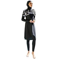 OBEEII Muslimischer Badeanzug Konservativer Bademode Burkini Frauen Von Hijab Swimwear Islamischer Top + Hose + Turban Modest Muslimisches BadeanzugSet Schwarz04 L von OBEEII