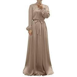 OBEEII Muslimisches Gebetskleid für Damen Elegant Cocktail Maxikleid - Muslim Kaftan Damen Ärmel des Bischofs Kleid Gebetskleidung für Frauen Sekt L von OBEEII