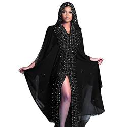 OBEEII Muslimisches Maxi Kleid Lässiger Robe Für Damen Muslim Kleid Muslimische Kleider Mit Verband Maxikleid Islamische Kleidung Für Ramadan Fledermaus Ärmel Kaftan Kleid Schwarz03 Einheitsgröße von OBEEII