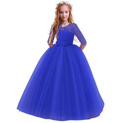 OBEEII Prinzessin Kleid Mädchen Abendkleid für Hochzeit Brautjungfer Blumenmädchen Geburtstag Party Jugendweihe Fasching Cocktail Dance Ballkleid Königsblau 5-6 Jahre von OBEEII