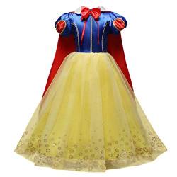 OBEEII Schneewittchen Kostüm Kinder Snow White Prinzessin Kleid Mädchen Grimms Märchen Verkleidung Faschingskostüm Karneval Cosplay Party Halloween Festkleid 6-7 Jahre von OBEEII