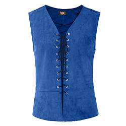 OBEEII Weste Piraten Victorian Herren Mittelalter Vintage Ärmellos Renaissance Viking Viktorian Piraten Gothic Steampunk Weste Tops Blau L von OBEEII