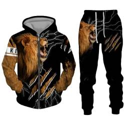 OBICK Men's lion Tracksuits S-6XL Full Zip Jogging Suits Set Casual Long Sleeve Sports Sweatsuits (lion1,XL) von OBICK