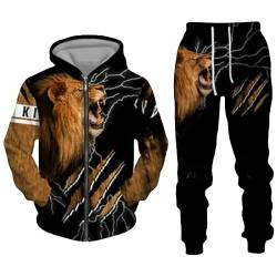 OBICK Men's lion Tracksuits S-6XL Full Zip Jogging Suits Set Casual Long Sleeve Sports Sweatsuits (lion1,XXL) von OBICK