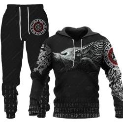 OBICK Men's wolf 3D Print Casual Tracksuit Long Sleeve Running Jogging Athletic Sports Set (wolf2,6XL) von OBICK