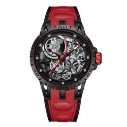 OBLVLO LM Automatik Stahl Uhren Skeleton Zifferblatt Top-Marke Luxus-Armbanduhr Leder (LM-TBR) von OBLVLO