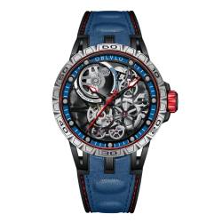 OBLVLO LM Automatik Stahl Uhren Skeleton Zifferblatt Top-Marke Luxus-Armbanduhr Leder (LM-YBL) von OBLVLO