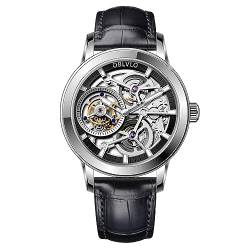 OBLVLO Luxury Original Men Mechanical Watch Genuine Leather Steel Skeleton Dial Tourbillon Manual-Wind Watches VM-TB (VM-TB-YBB1) von OBLVLO