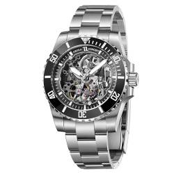 OBLVLO Mode Hohl-Out Edelstahl Mechanische Automatische Uhr Top Luxus Männer Skeleton Super Leuchtende wasserdichte Sport Uhren DMS (DM-YBSY) von OBLVLO