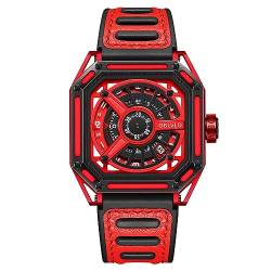 OBLVLO Top Marke Platz Sport Uhr für Männer Luxus Mechanische Automatische Leucht wasserdichte Hohl-Out Armbanduhr AK-E (AK-E-RBRR) von OBLVLO