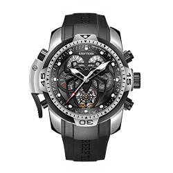 REEF TIGER Fashion Style Sport Automatik Uhr Spinne Zifferblatt mit Kompliziertem Jahr Monat Ewiger Kalender Mechanische Gummi Uhren RGA3532SP (RGA3532SP-YBR) von OBLVLO