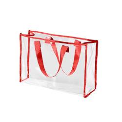 Badetasche, Kosmetik-Aufbewahrungstasche, multifunktionale, transparente Kulturtasche, große Kapazität, Strandtasche Taschen Set Für Damen Pomelo (Red, One Size) von OBiQuzz