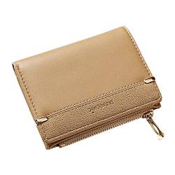Damen Kleine Mode Multi Card Buckle Zipper Wallet Geldbörsen Herren Schwarz (Khaki, One Size) von OBiQuzz