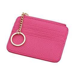 Fashion ID Short Wallet Solid Color Damen Herren Kunstleder Reißverschluss Geldbörse Mehrere Kartenfächer Clutch Bag Kleine Geldbörsen Damen Rose (A, One Size) von OBiQuzz