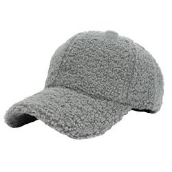 Faux Lammwolle Baseballmütze für Männer Frauen Teddy Fleece Sport Hüte warme Winter Outdoor Reise Geschenk Eigenschaften: 13 Cap (Grey, One Size) von OBiQuzz