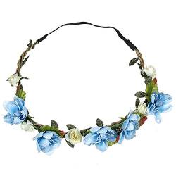 Hair Women 's Festival Beach Band Boho-Kopfblumen-Blumen-Haarreif Damen Kleidung Günstig Ohne Versand (Blue, One Size) von OBiQuzz